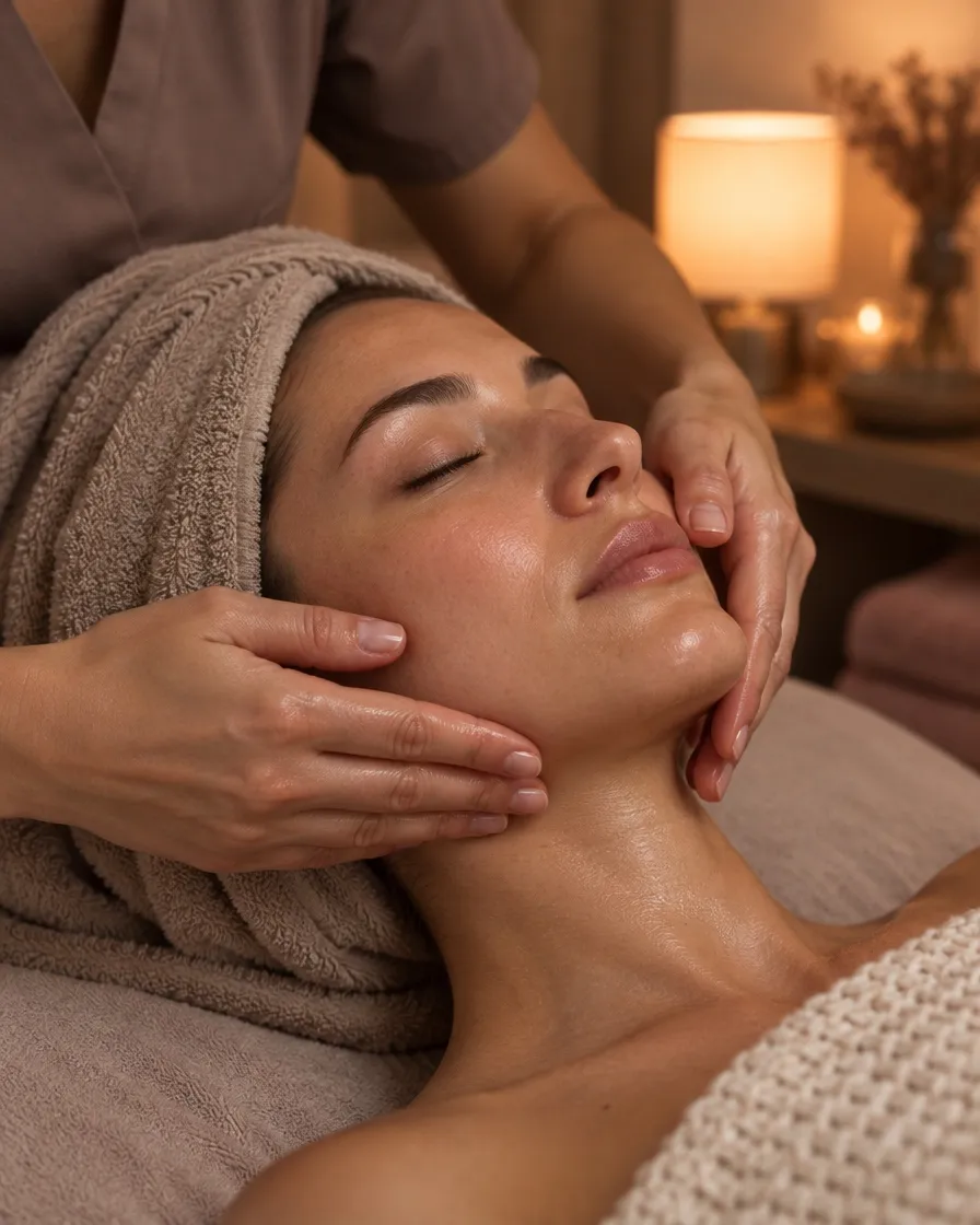 Gesichtsmassage mit den Händen